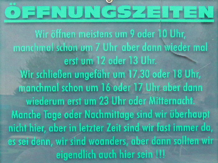 Oeffnungszeiten